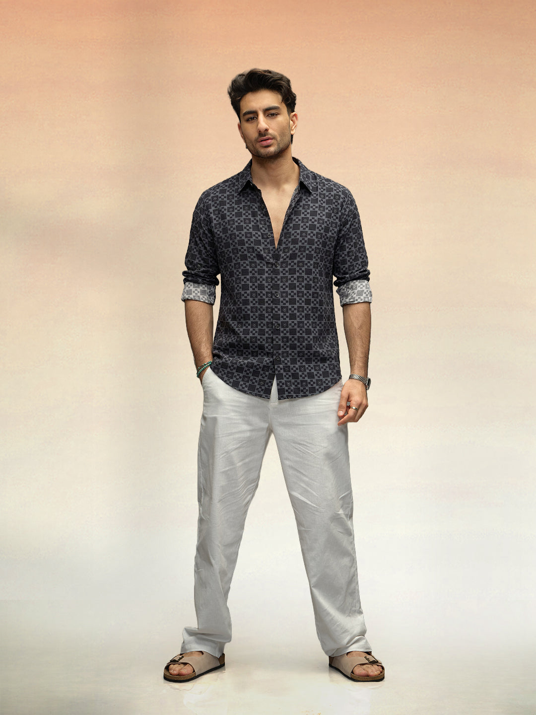 Slim Fit AOP Shirt | Black