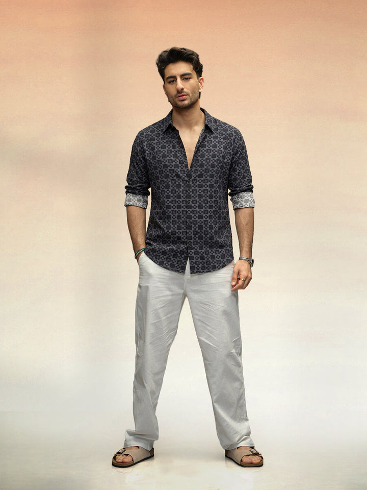 Slim Fit AOP Shirt | Black