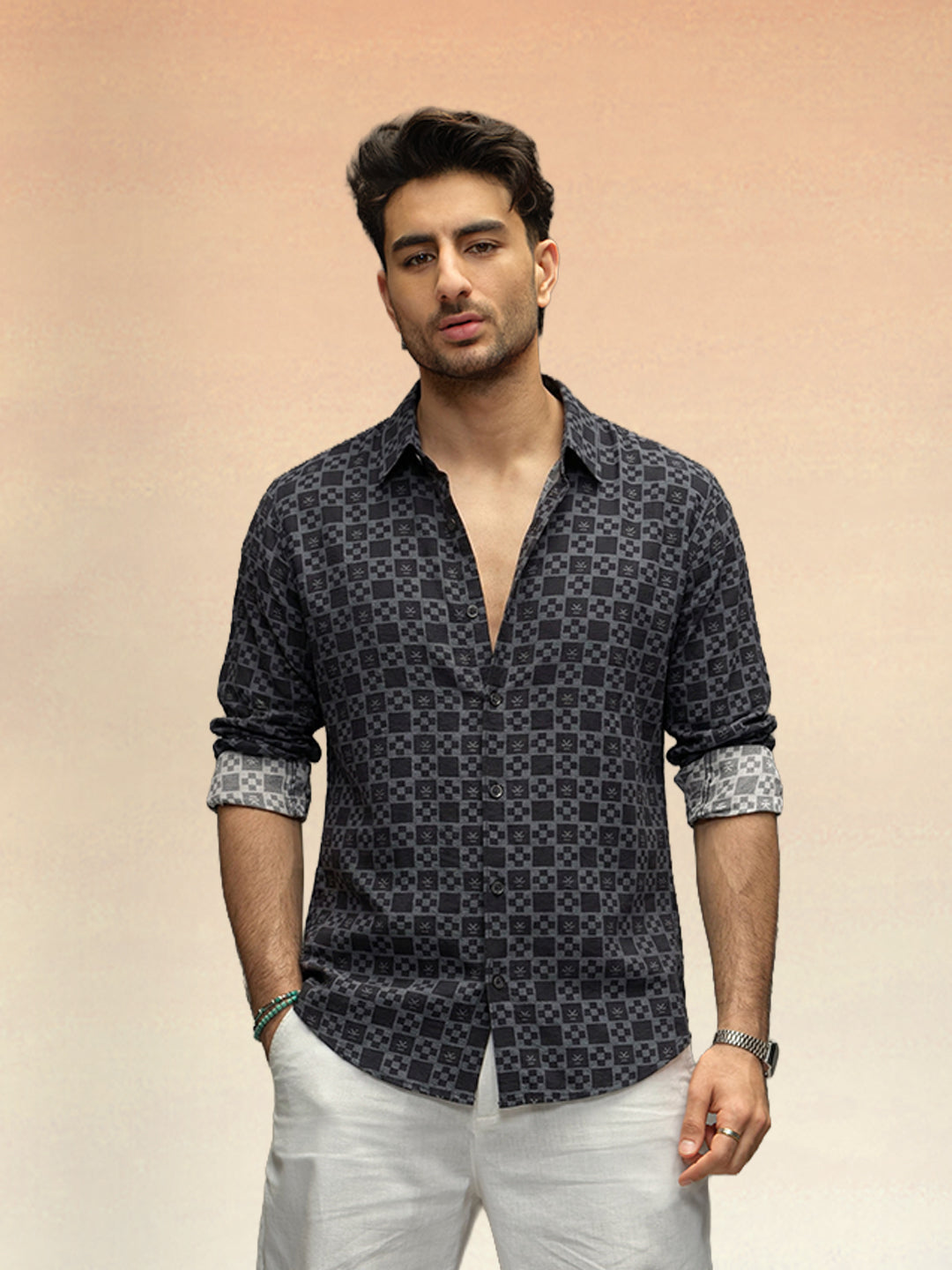 Slim Fit AOP Shirt | Black