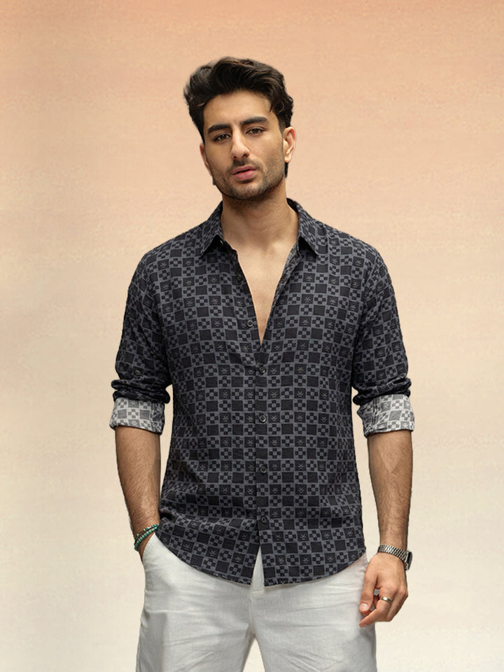 Slim Fit AOP Shirt | Black