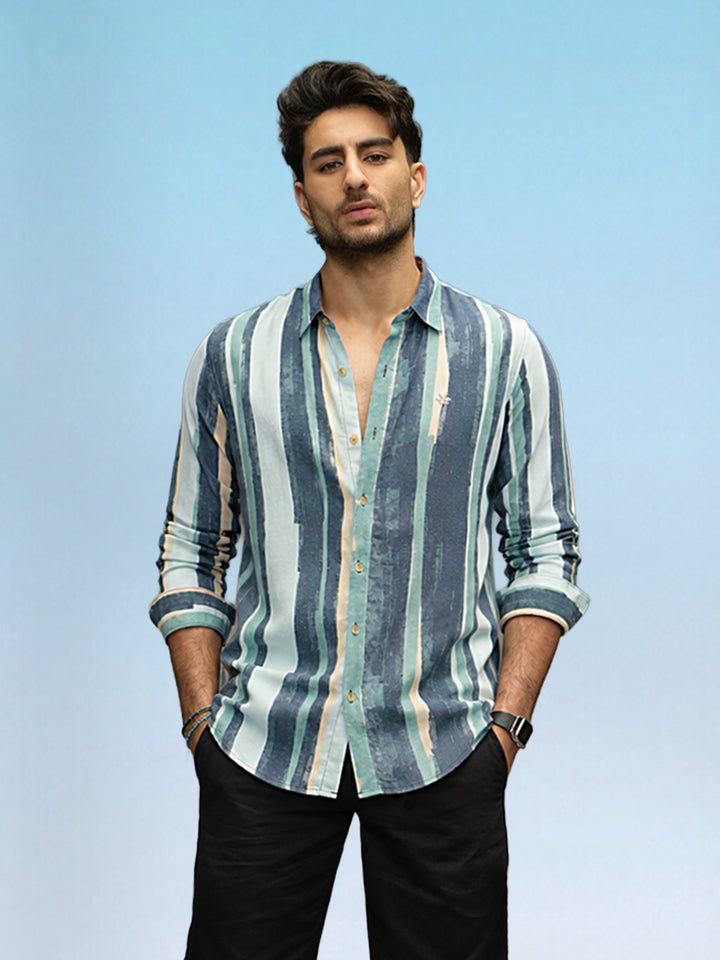 Slim Fit Linen Blend Shirt | Light Green