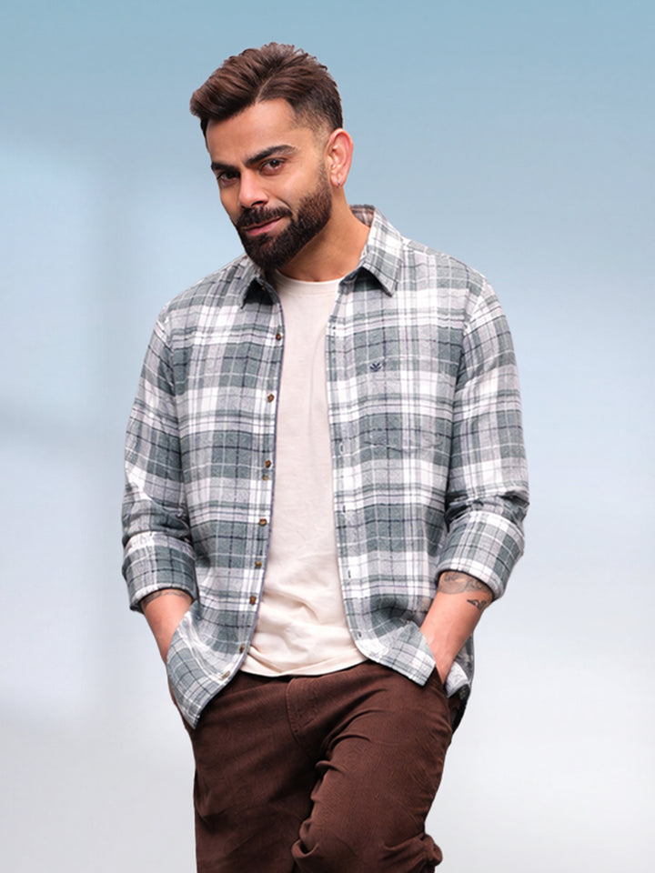 Classic Full Sleeve Checkered Shirt   |  Green