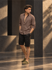 Textured Slim Fit Solid Shirt | Dark Grey
