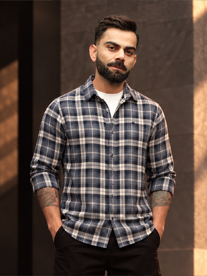 Slim Fit Full Sleeve Flannel Shirt | Blue