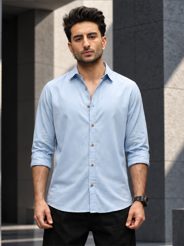 Solid Slim Fit Full Sleeve Shirt | Blue