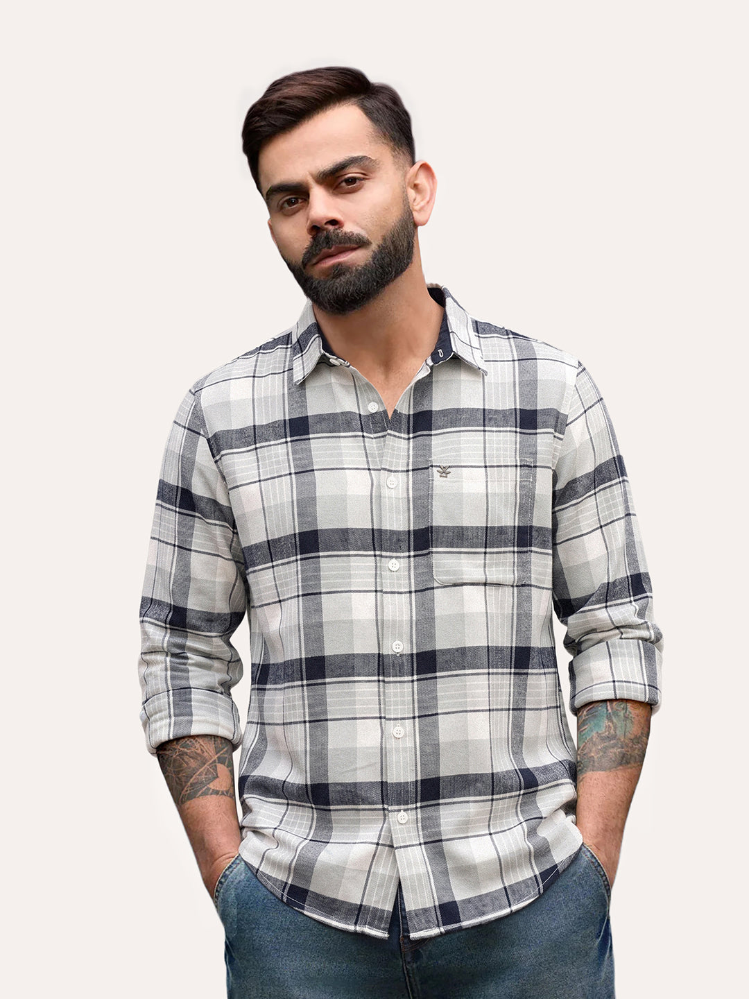 Flannel Slim Fit Full Sleeve Shirt | Grey
