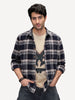Slim Fit Flannel Full Sleeve Shirt | Navy Blue