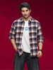 Slim Fit Flannel Full Sleeve Shirt | Navy Blue