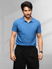 Solid Blue Pique Polo T-Shirt