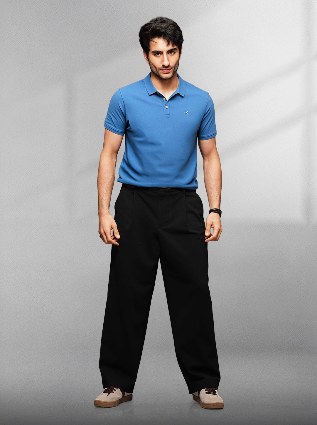 Solid Blue Pique Polo T-Shirt