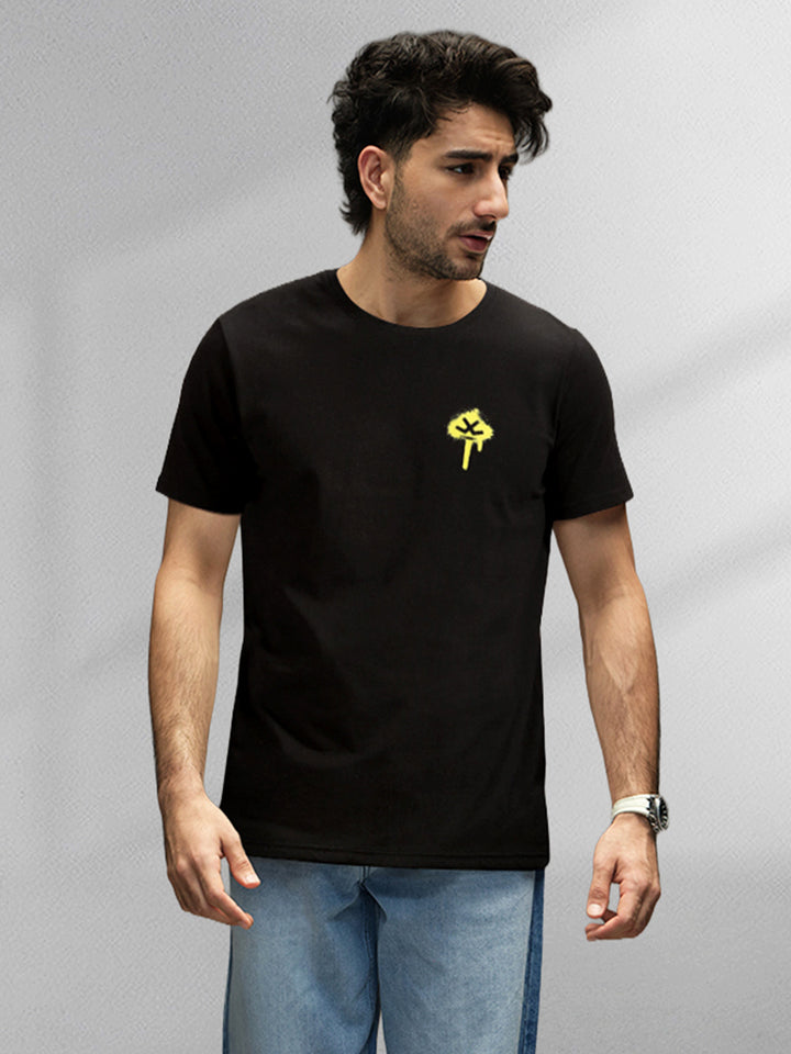 Sprayed Logo Printed T-Shirt | Black