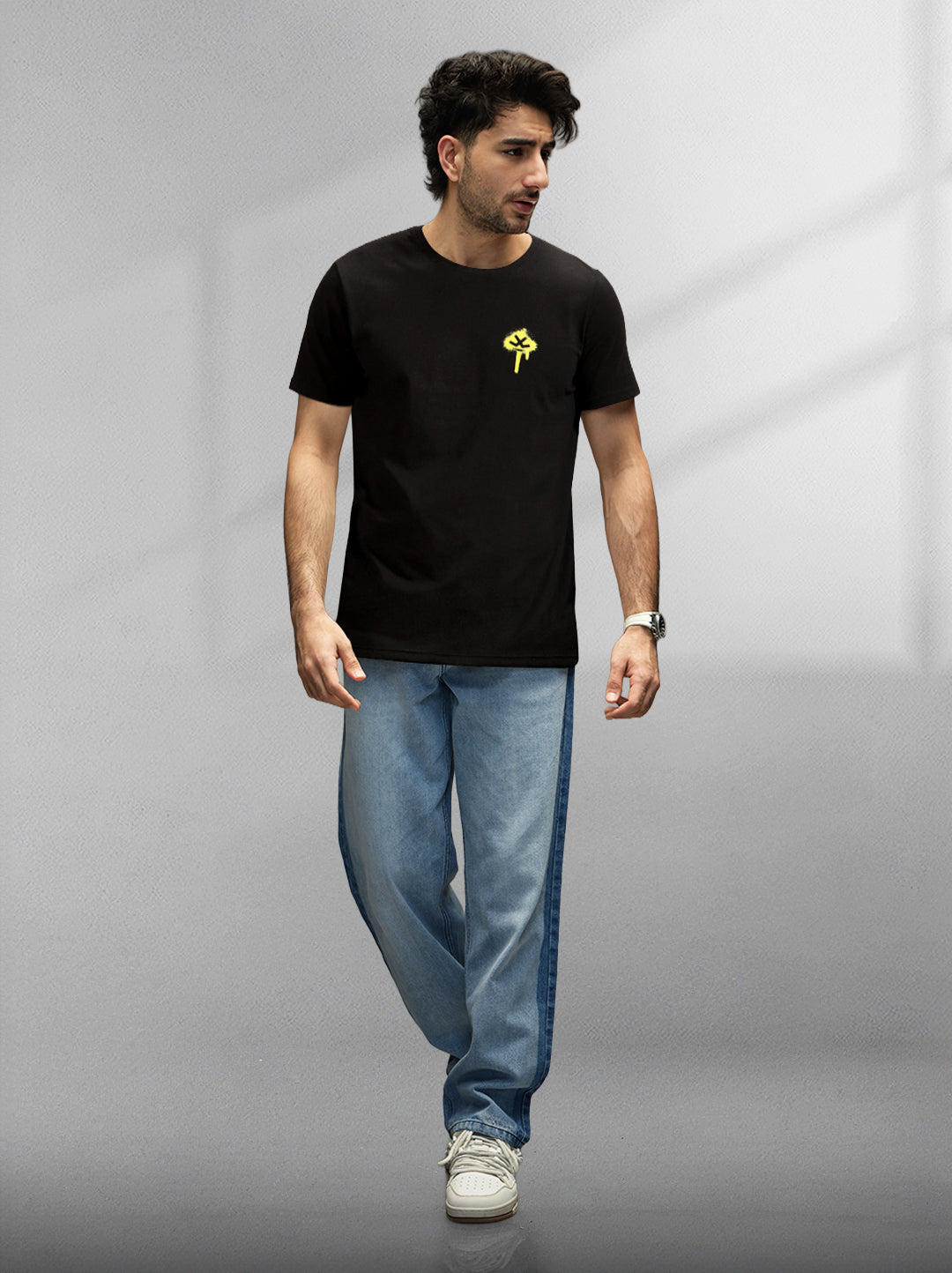 Sprayed Logo Printed T-Shirt | Black