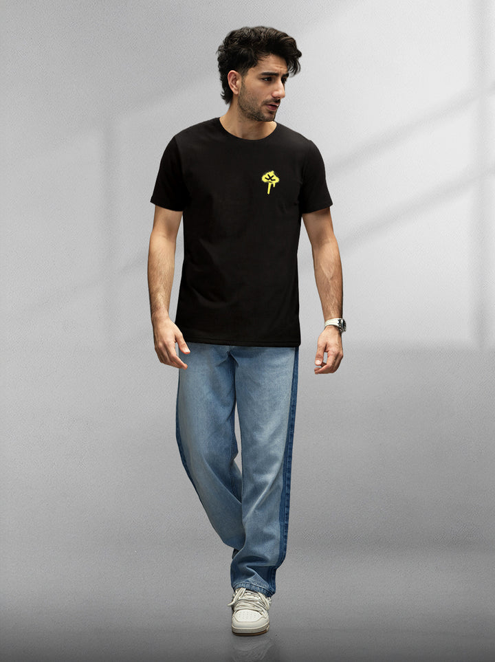 Sprayed Logo Printed T-Shirt | Black