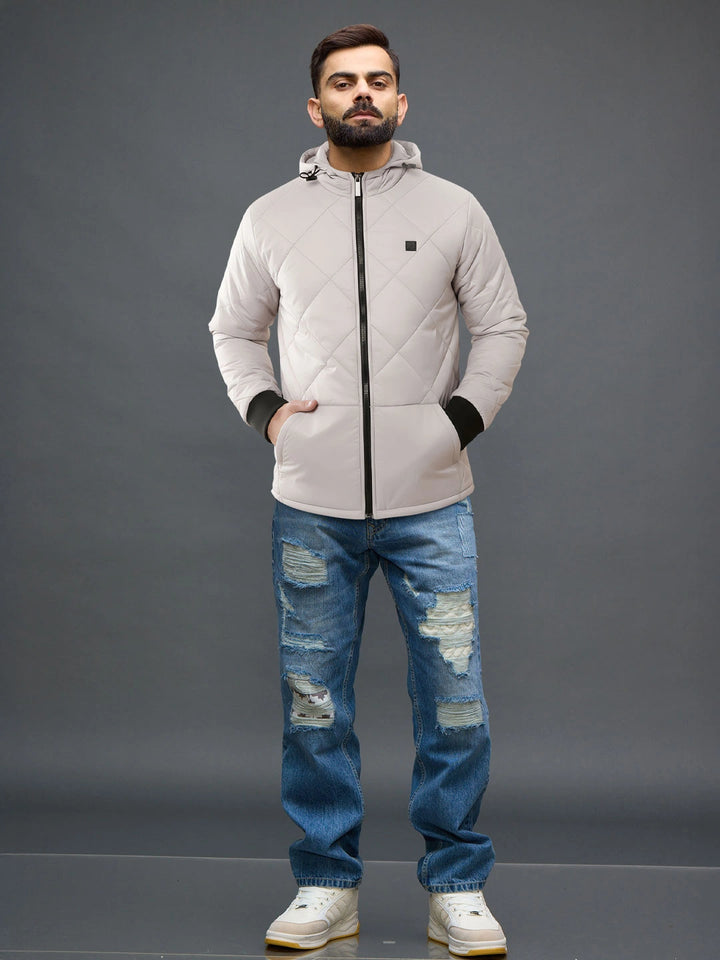 Grey Clouds Hooded Puffer Jacket