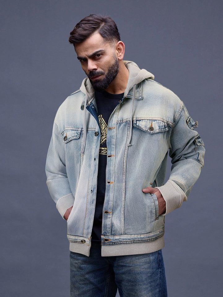 Oversized Hooded Trucker Jacket | Blue
