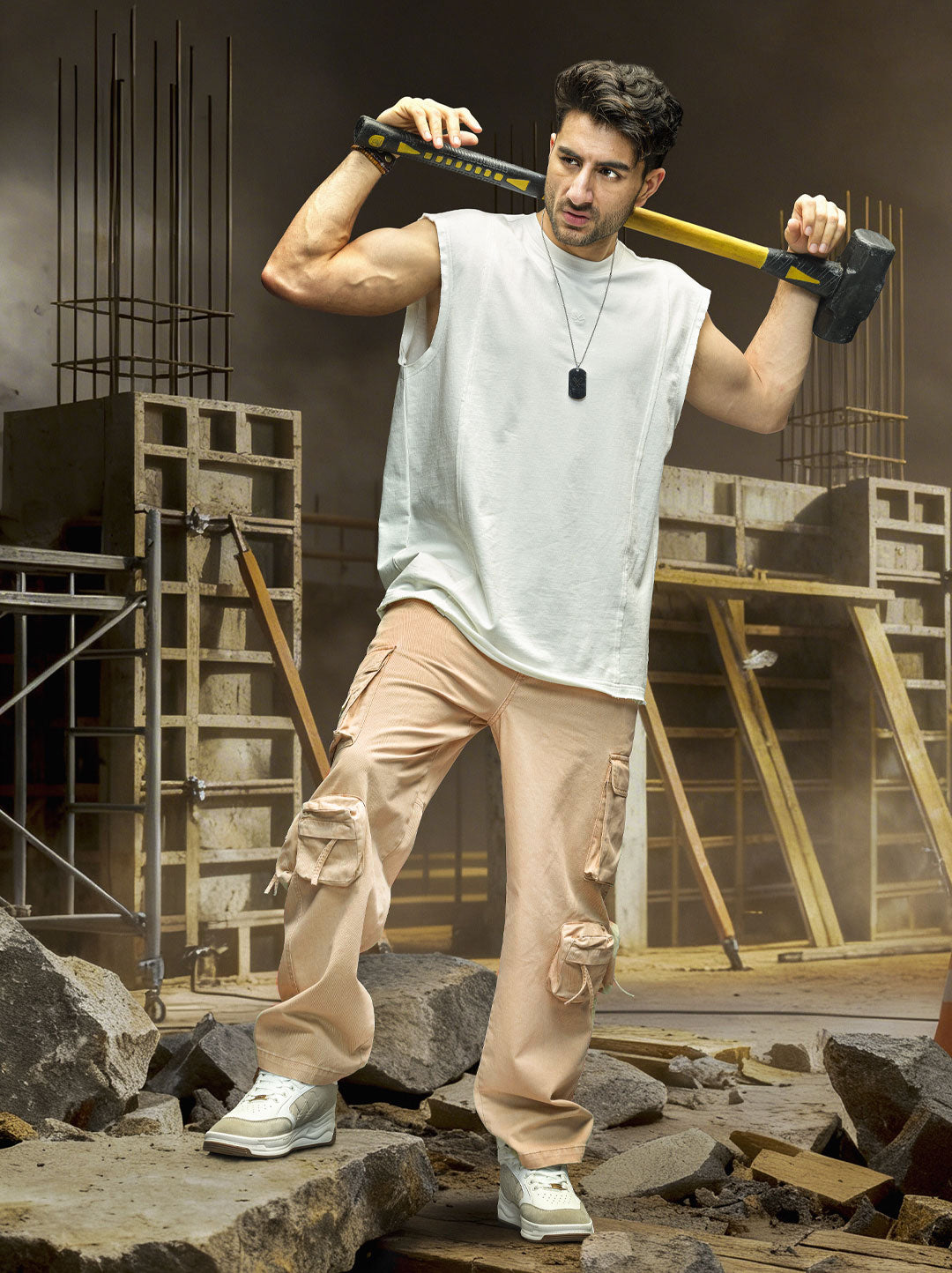 Loose Fit Cargo Trouser  | Beige