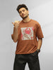 Oversized Fit Puffer Printed T-Shirt | Brown