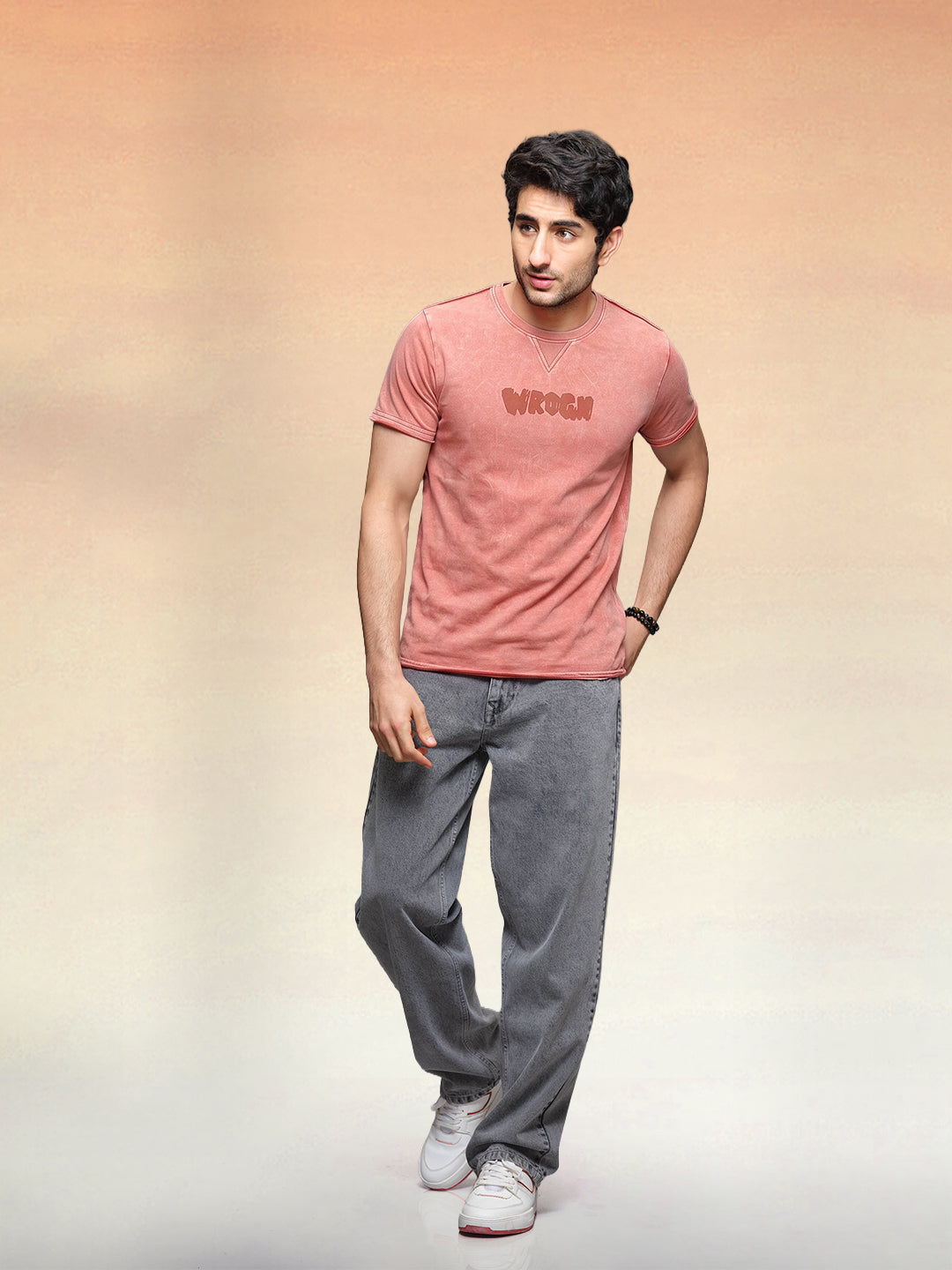 Washed Placement Printed T-Shirt   |  Rust