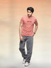 Washed Placement Printed T-Shirt   |  Rust