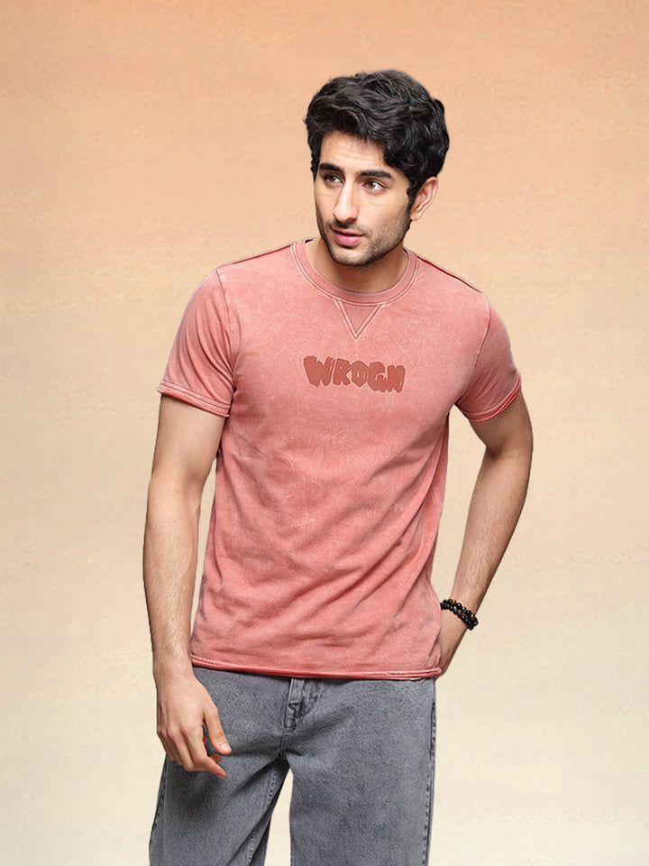 Washed Placement Printed T-Shirt   |  Rust