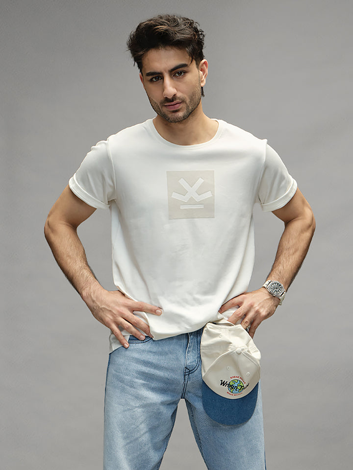 Classic Half Sleeve Printed T-Shirt   |  Off White