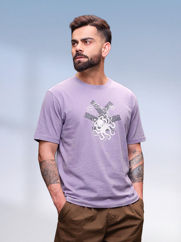 Slim Fit Puffer Printed T-Shirt | Purple