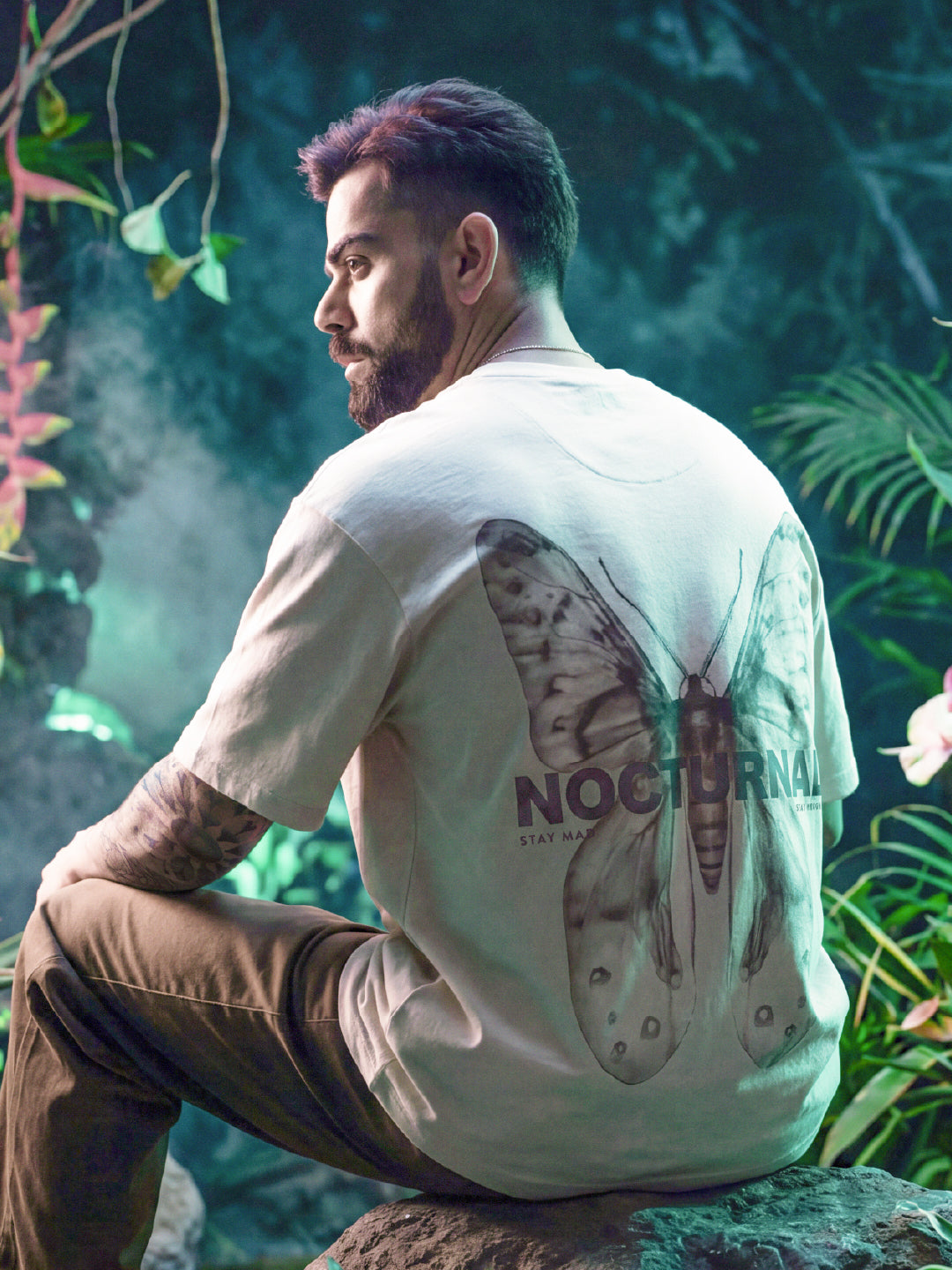 Classic Back Puffer Printed T-Shirt | Beige