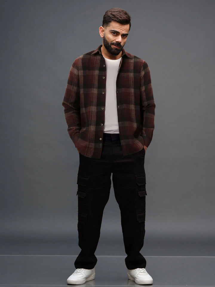 Red Blend Checked Cotton Shirt