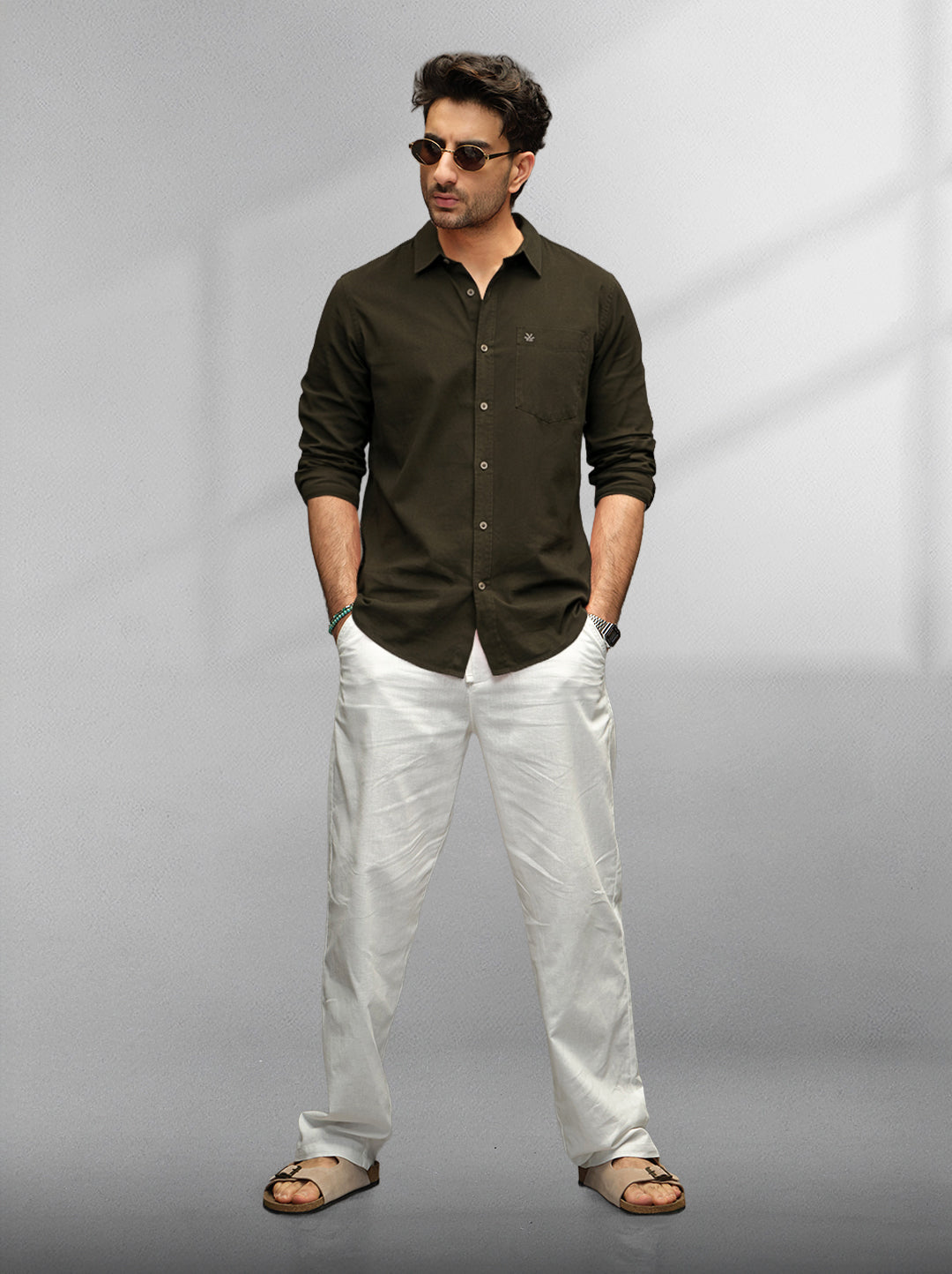 Cut & Sew Slim Fit Shirt | Olive