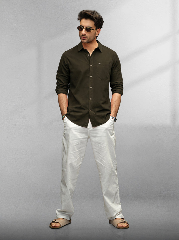 Cut & Sew Slim Fit Shirt | Olive