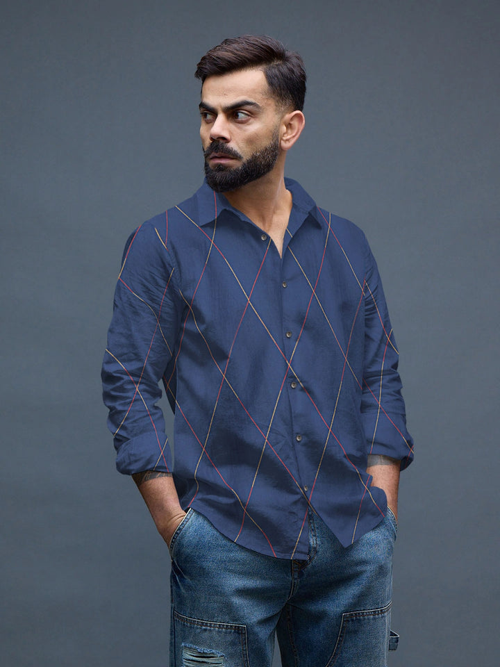 Diagonal Lines Navy Shirt