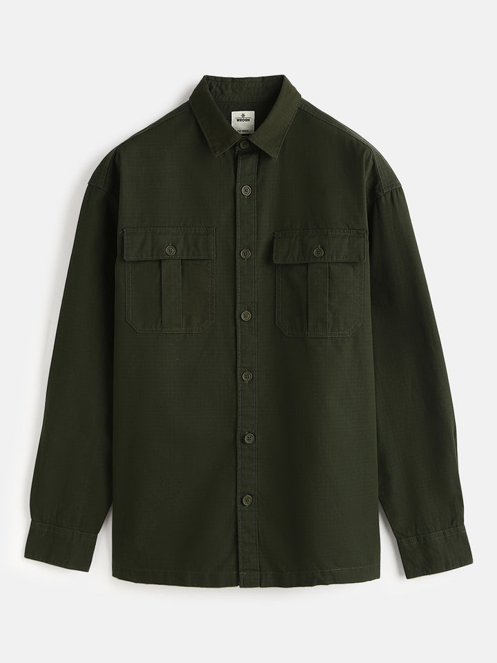 Double Pocket Oversized Shirt | Olive