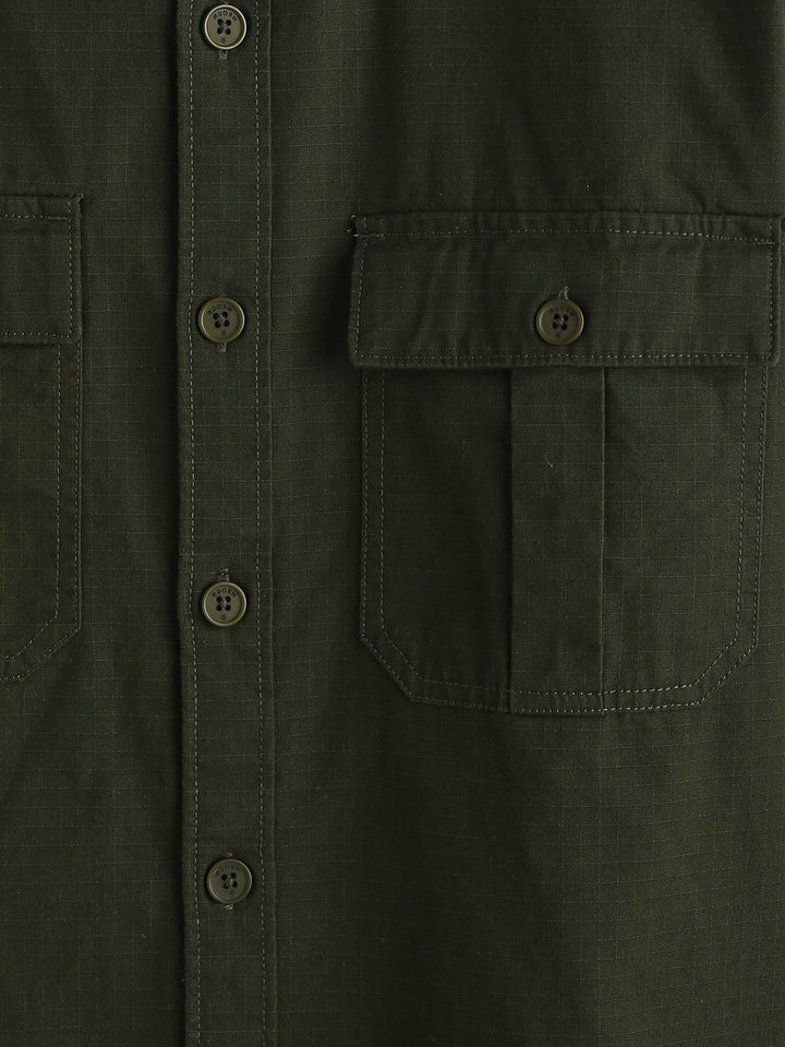 Double Pocket Oversized Shirt | Olive