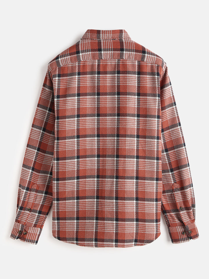Textured Checks Dobby Shirt | Rust