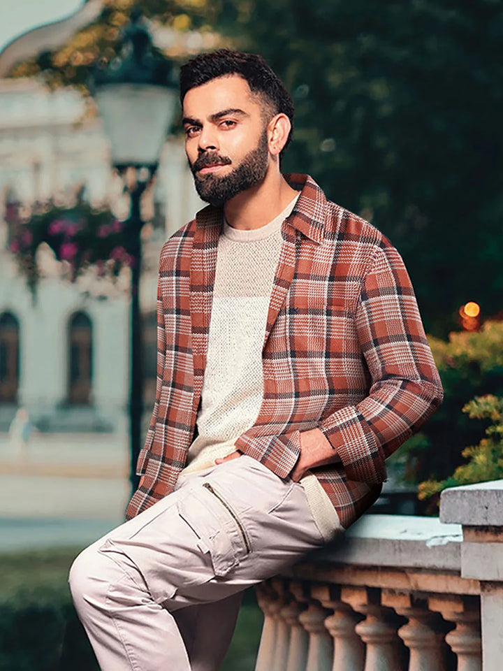 Textured Checks Dobby Shirt | Rust