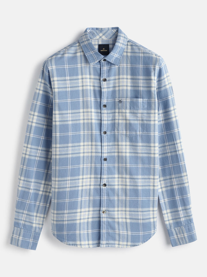 Textured Checks Cotton Shirt | Blue