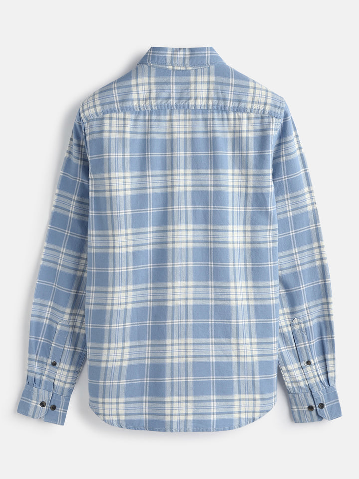 Textured Checks Cotton Shirt | Blue