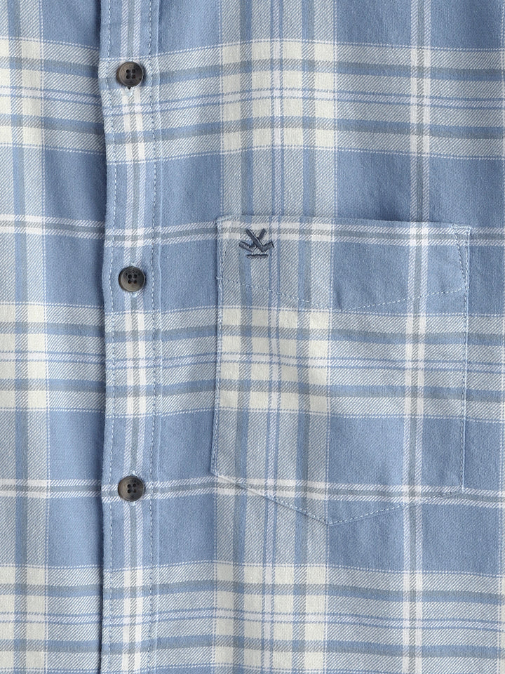 Textured Checks Cotton Shirt | Blue