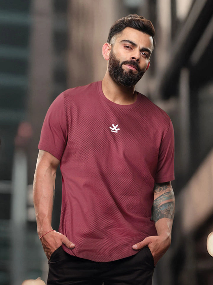 Maroon Panel Print T-Shirt