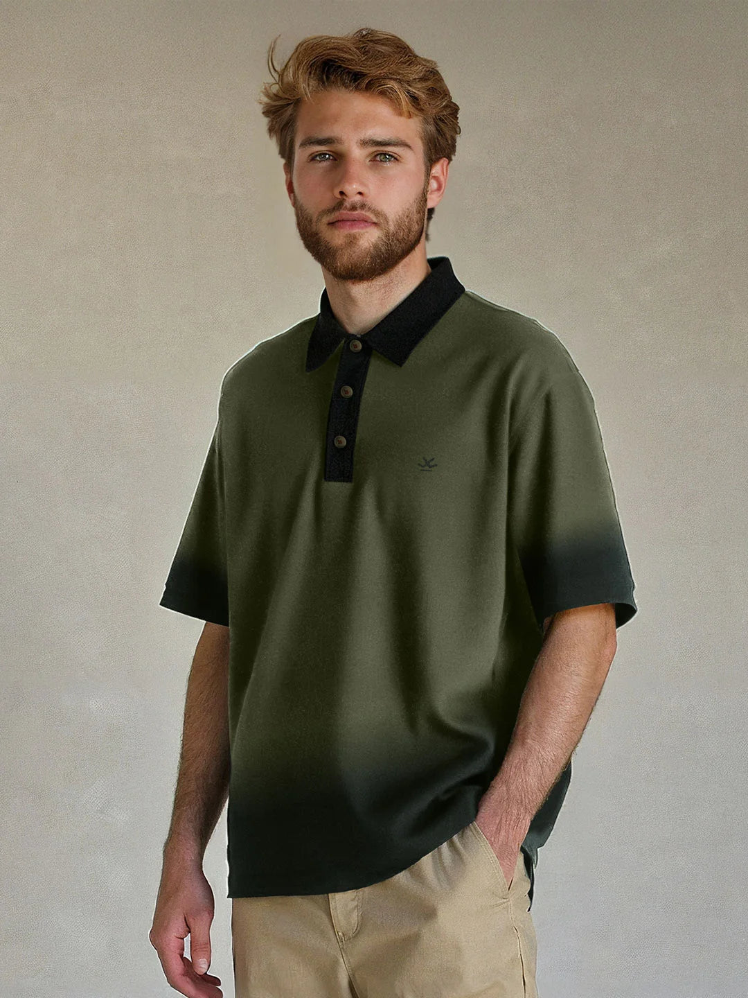 Olive Blend Washed Polo T-Shirt