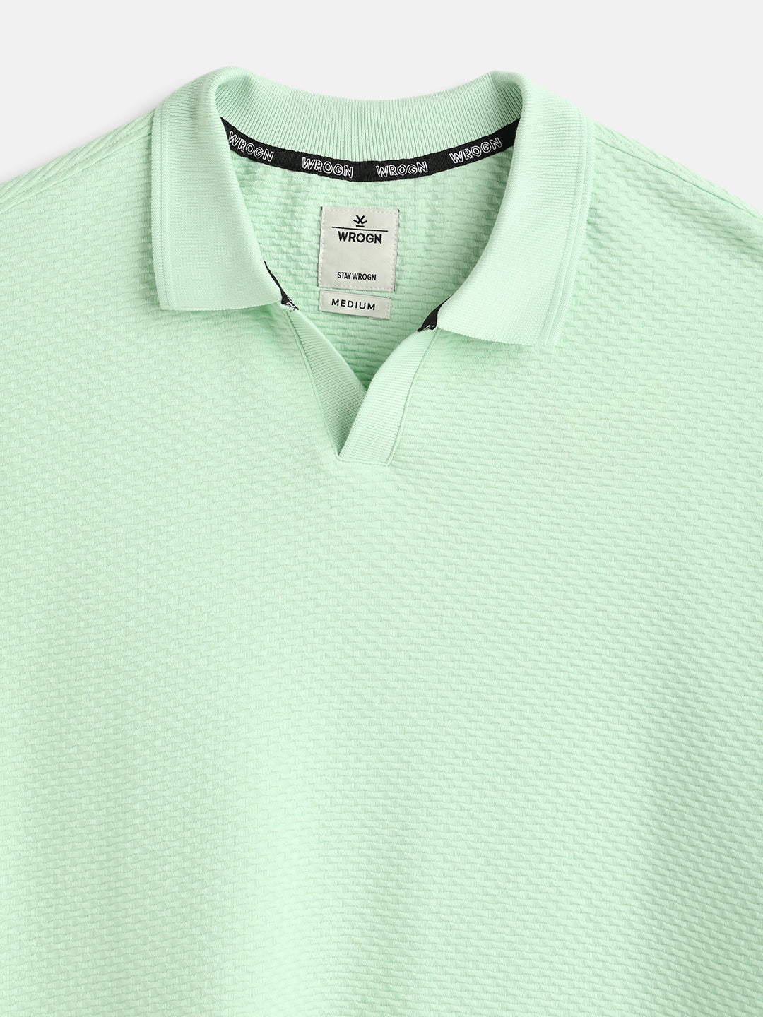 Textured Oversized Polo T-Shirt | Green