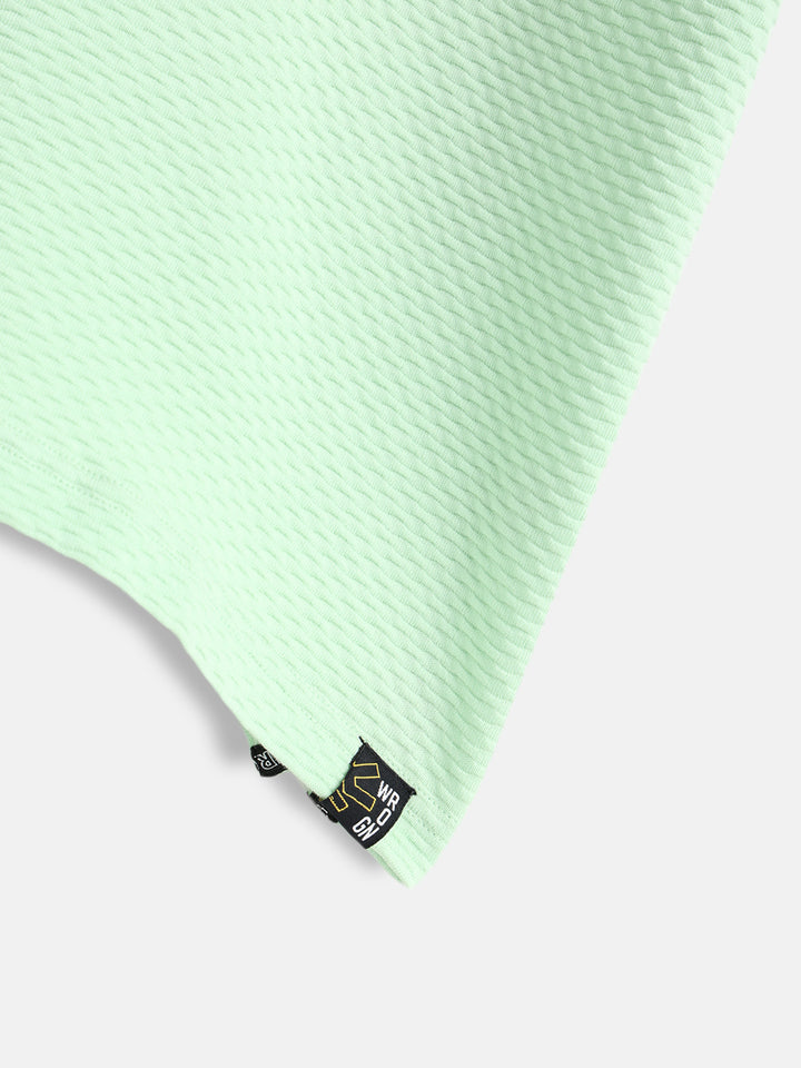 Textured Oversized Polo T-Shirt | Green