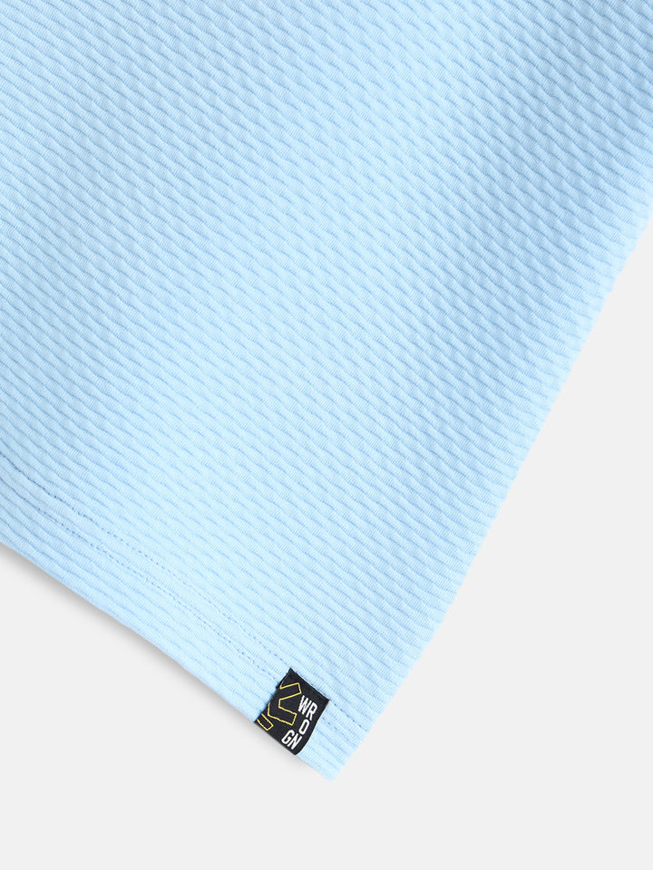 Textured Oversized Polo T-Shirt | Blue