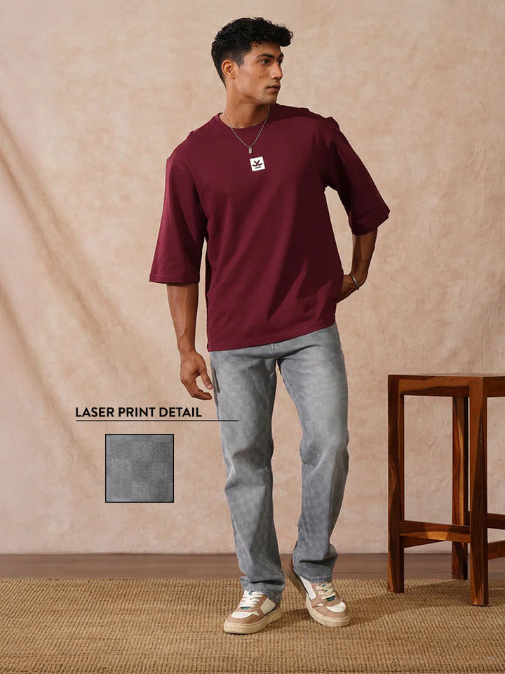 Laser Print Anti Fit Jeans | Grey