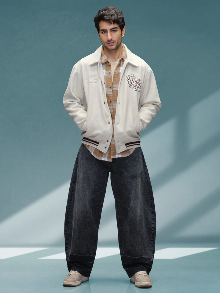 Varsity-Inspired Comfort Fit Tweed Jacket | Off White