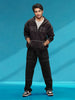 Oversized Fit Zip-Through Hoodie With Contrast Stitch | Black