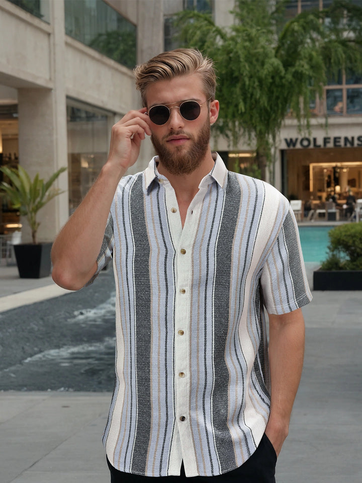 Textured Stripes Comfort Fit Shirt | Blue