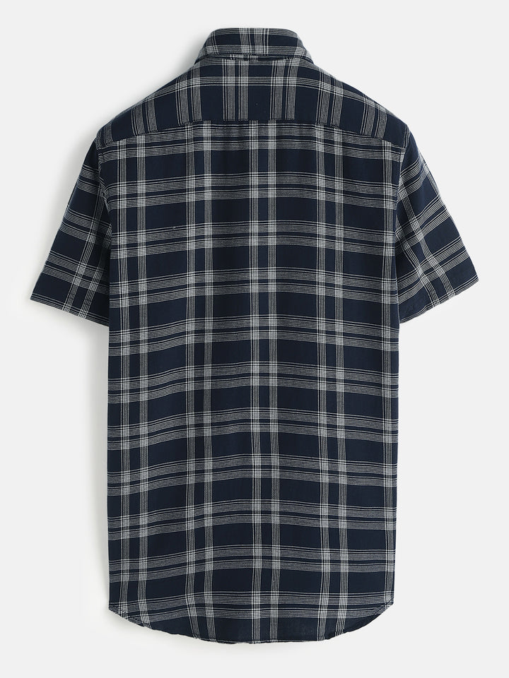 Casual Light Weight Checked Shirt | Navy Blue