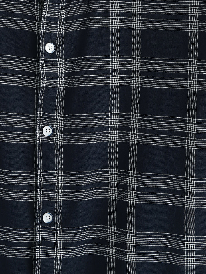 Casual Light Weight Checked Shirt | Navy Blue