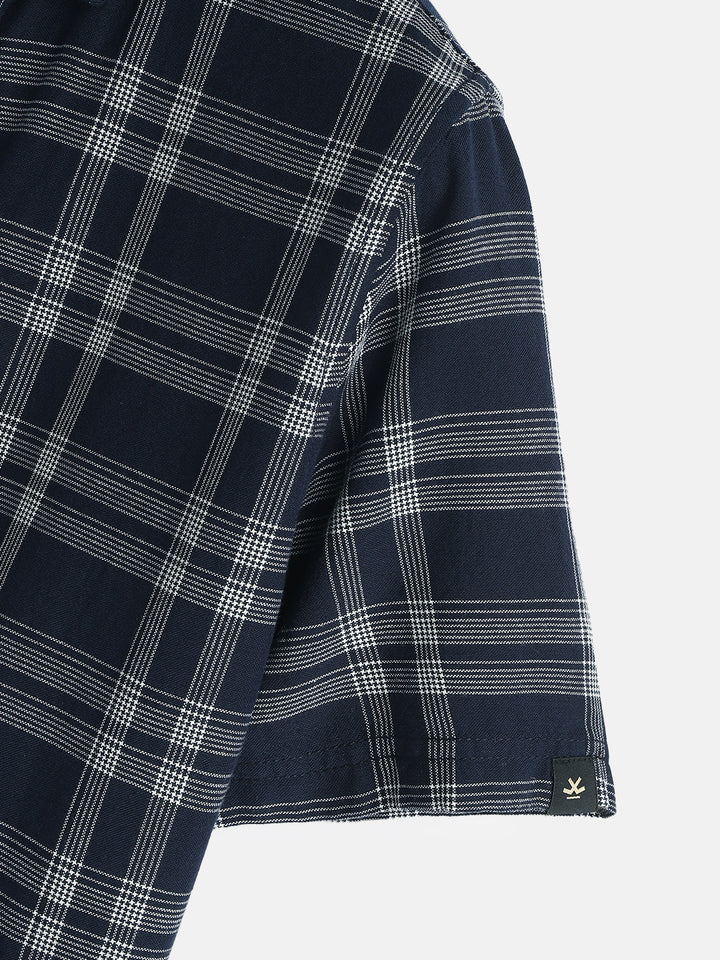 Casual Light Weight Checked Shirt | Navy Blue